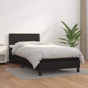 Krevet s oprugama i madracem crni 90 x 200 cm od umjetne kože - Crna / 90 x 200 cm