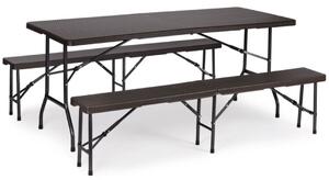 Ugostiteljski set stol + 2 klupe 180cm smeđi ratan