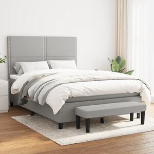 Krevet s oprugama i madracem svjetlosivi 140x190 cm od tkanine - Siva / 140 x 190 cm
