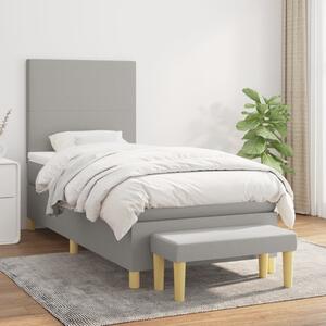 Krevet s oprugama i madracem svjetlosivi 100x200 cm od tkanine - Siva / 100 x 200 cm