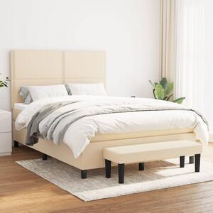 Krevet s oprugama i madracem krem 140 x 190 cm od tkanine - Krema / 140 x 190 cm