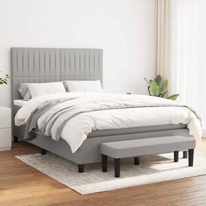 Krevet box spring s madracem svjetlosivi 140x200 cm od tkanine - Siva / 140 x 200 cm