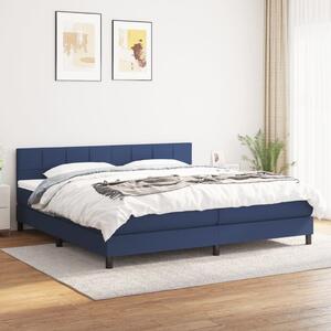 Krevet s oprugama i madracem plavi 200 x 200 cm od tkanine - Plava / 200 x 200 cm