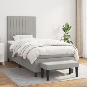 Box spring krevet s madracem svjetlosivi 90x190 cm od tkanine - Siva / 90 x 190 cm