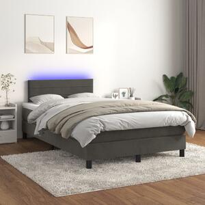 Krevet box spring s madracem LED tamnosivi 120 x 200 cm baršun - Siva / 120 x 200 cm