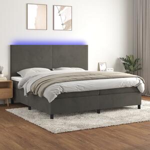 Krevet box spring s madracem LED tamnosivi 200x200 cm baršun - Siva / 200 x 200 cm