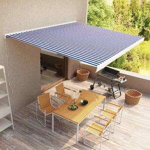 Kazetna tenda na ručno uvlačenje 400 x 300 cm plavo-bijela - Plava / 400 x 300 cm