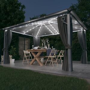 Sjenica sa zastorima i LED svjetlima 400 x 300 cm antracit - Antracitno siva / 400 x 300 cm