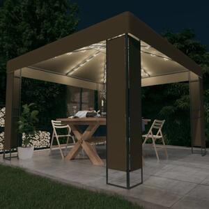 Sjenica s duplim krovom i LED svjetlima 3 x 3 x 2,7 smeđe-siva - Tupe / N/A