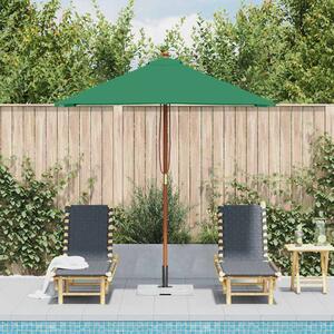 Vanjski suncobran s drvenim stupom 150 x 200 cm zeleni - Zelena / N/A