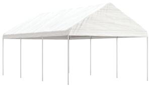 Sjenica s krovom bijela 6,69 x 4,08 x 3,22 m polietilen - Bijela / 6.69 x 4.08 x 3.22 m