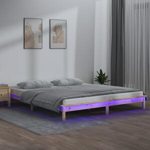 LED okvir kreveta 120 x 190 cm mali bračni od masivnog drva - Smeđa / 120 x 190 cm