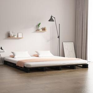 Krevet od paleta crni 120x190 cm od masivne borovine bračni - Crna / 120 x 190 cm