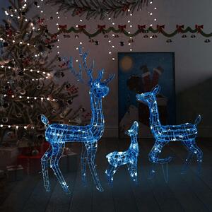 VidaXL Akrilna obitelj sobova božićni ukras 300 LED plava