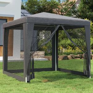 Šator za zabave s 4 mrežasta bočna zida antracit 2,5x2,5 m HDPE - Antracitno siva / 2.5 x 2.5 m