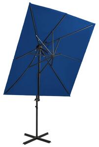 Konzolni vrtni suncobran s dvostrukim vrhom 250 x 250 cm azurni - Plava / N/A