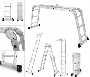 Višenamjenske aluminijske ljestve 4 x 3 stepenice -125 kg