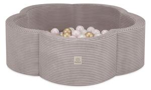Plush Nest Suhi cvjetni bazen, 95x30, bež, Cvjetna zabavna zona, 200 kuglica: biserne, zlatna