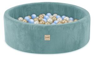 Plush Nest bazen s lopticama, plavi, okrugli, 90x30, 200 loptica: biserna, svijetloplava, zlatna
