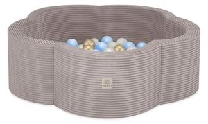 Plush Nest Suhi cvjetni bazen, 95x30, bež, Cvjetna zabavna zona, 200 kuglica: biserne, zlatna
