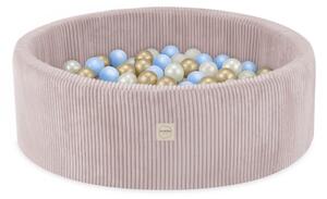 Plush Nest bazen s lopticama, svijetlo ružičasta, okrugla, 90x30, 200 loptica: biserna, svijetloplava, zlatna