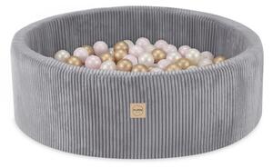 Bazen s lopticama Plush Nest, sivi, okrugli, 90x30, 200 loptica: biserna, svijetlo ružičasta, zlatna