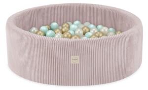 Plush Nest bazen s lopticama, svijetlo ružičasta, okrugla, 90x30, 200 loptica: biserna, mint, zlatna