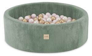 Plush Nest bazen s lopticama, zeleni, okrugli, 90x30, 200 loptica: biserna, svijetlo ružičasta, zlatna
