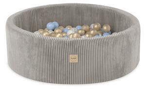 Plush Nest bazen s lopticama, bež, okrugli, 90x30, 200 loptica: biserna, plava, zlatna
