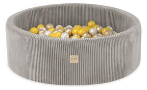 Plush Nest bazen s lopticama, bež, okrugli, 90x30, 200 loptica: biserna, žuta, zlatna