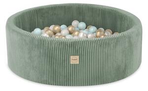 Plush Nest bazen s lopticama, zeleni, okrugli, 90x30, 200 loptica: biserna, biserno-mentolna, zlatna
