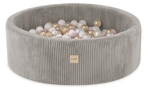 Plush Nest bazen s lopticama, bež, okrugli, 90x30, 200 loptica: biserna, svijetlo ružičasta, zlatna