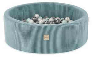 Plush Nest bazen s lopticama, plava, okrugla, 90x30, 200 loptica: biserna, biserno-mentolna, srebrna