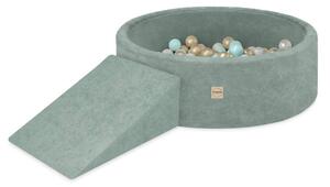 Plush Nest Suhi bazen za igralište 90x30 s trokutom (+200 loptica: biserne, zlatne, mint), zeleni