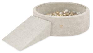 Plush Nest Suhi bazen za igralište 90x30 s trokutom (+200 loptica: biserne, zlatne), bež