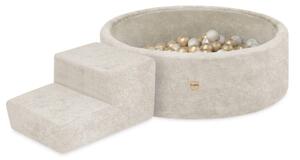 Plush Nest Suhi bazen za igralište 90x30 sa stepenicom (+200 loptica: biserne, zlatne), bež