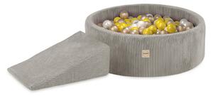 Plush Nest Igralište Suhi bazen 90x30 + trokut (+200 loptica: biserne, zlatne, žute), bež
