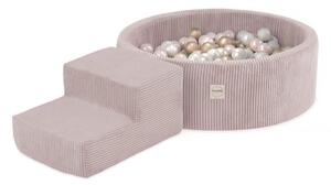Plush Nest Igralište Suhi bazen + Kamen za stepenice (+200 loptica: biserne, zlatne, biserno svijetlo ružičaste), svijetle p