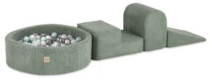 Plush Nest Igralište 3 elementa + suhi bazen 90x30 (+200 loptica: biserna, biserno-mentolna, srebrna), zeleni