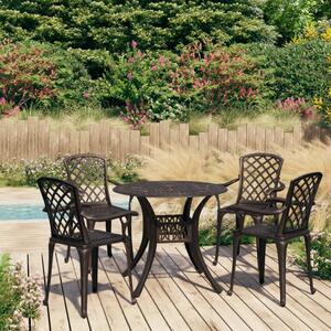 5-dijelni bistro set od lijevanog aluminija brončani - Smeđa / N/A