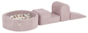 Plush Nest Igralište 3 elementa + suhi bazen 90x30cm (+200 loptica: biserne, zlatne, biserno svijetlo ružičaste)