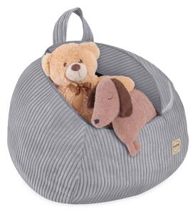 Plush Nest Vrećica za pohranu igračaka i plišanih igračaka, dječji puf, siva, mini