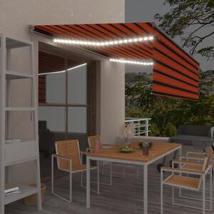Tenda na ručno uvlačenje s roletom LED 4 x 3 m narančasto-smeđa - Šarena / 4 x 3 m