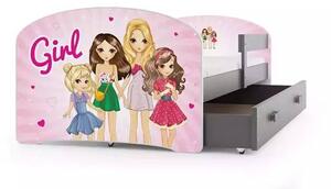 Dječji krevet Luki Girls 80×160 s madracem i ladicom - Grafit