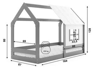 Dječji krevet kućica s krovom 80×160 s madracem - Bijela