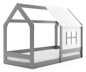 Dječji krevet kućica s krovom 80×160 s madracem - Grafit