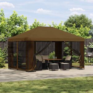 Gazebo 4 × 3 m Sivosmeđa Poliester i čelik 190 gsm - Smeđesiva / 4 × 3 m