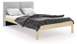 Tapecirani krevet Galaxy 140×200 s madracem - Prirodno drvo / Siva