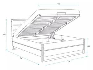 Krevet Loft 140×200 od hrasta s madracem i spremnikom - Hrast