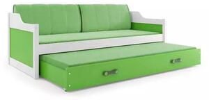 Dječji krevet s izvlačenjem Dawid 90×200 s madracem i ladicom - Bijela / Zelena